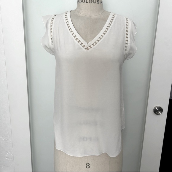 Rebecca Taylor white semi sheer blouse top size 0 - Picture 1 of 9